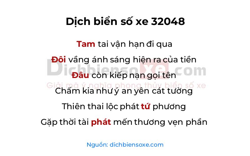 Dịch thơ biển số 32048
