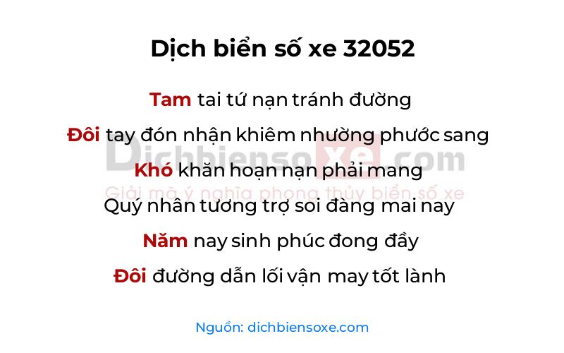 Dịch thơ biển số 32052