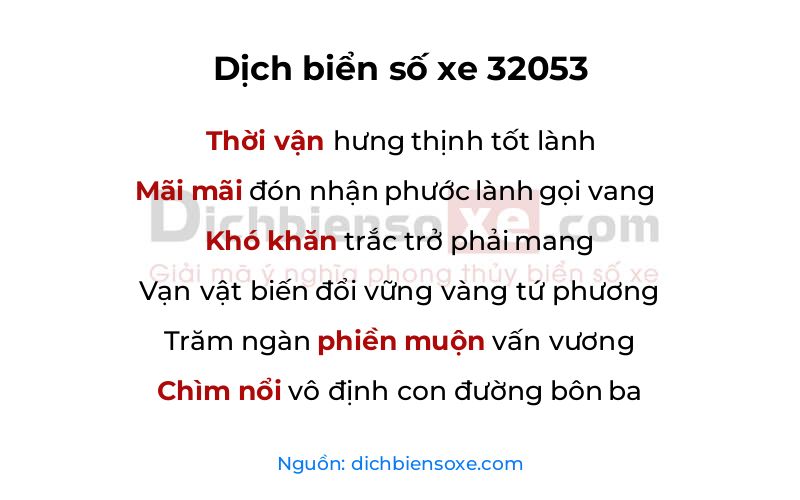 Dịch thơ biển số 32053