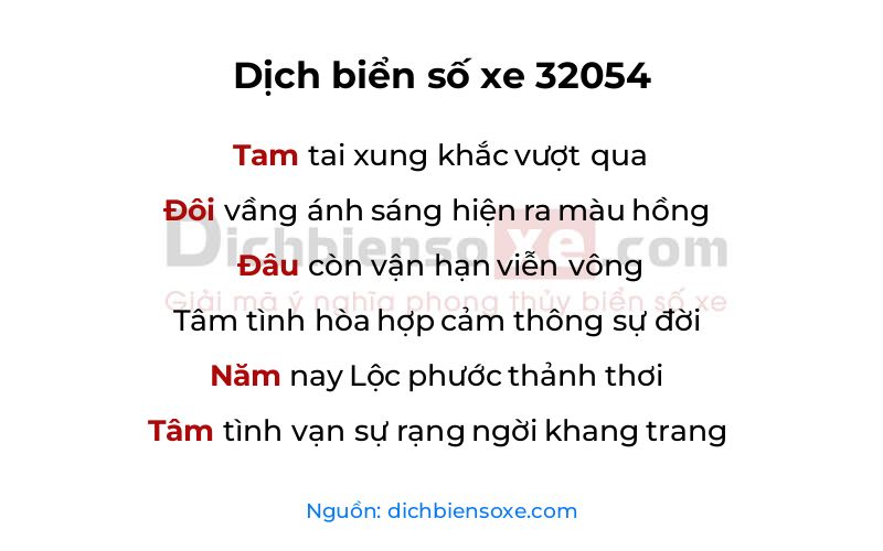 Dịch thơ biển số 32054