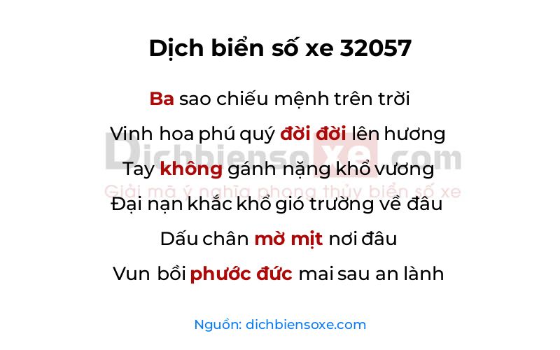 Dịch thơ biển số 32057