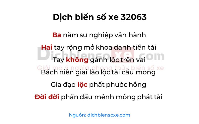 Dịch thơ biển số 32063