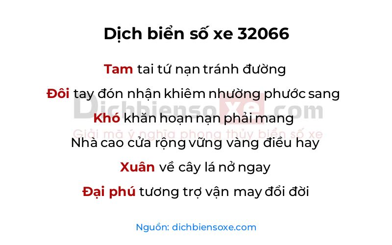 Dịch thơ biển số 32066