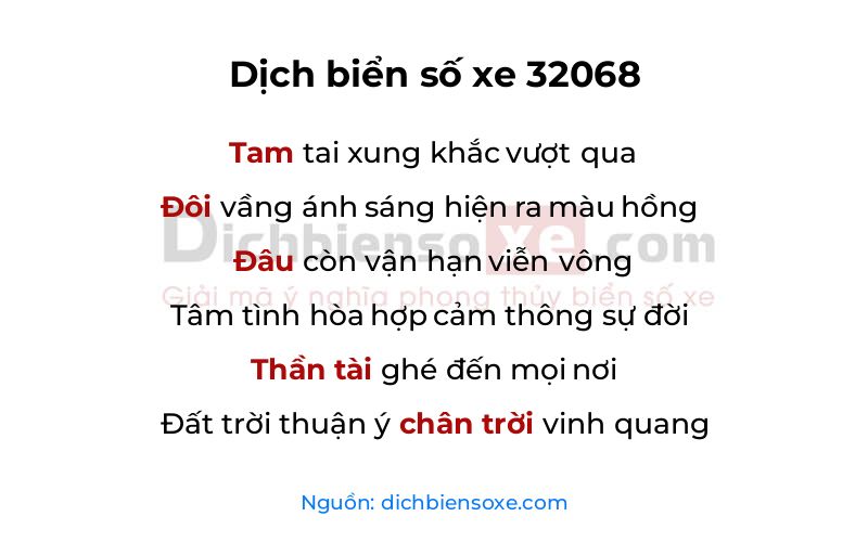 Dịch thơ biển số 32068