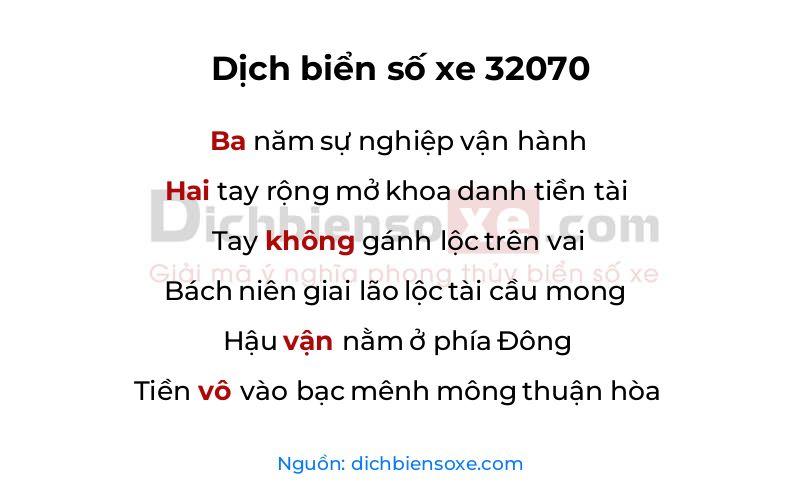 Dịch thơ biển số 32070