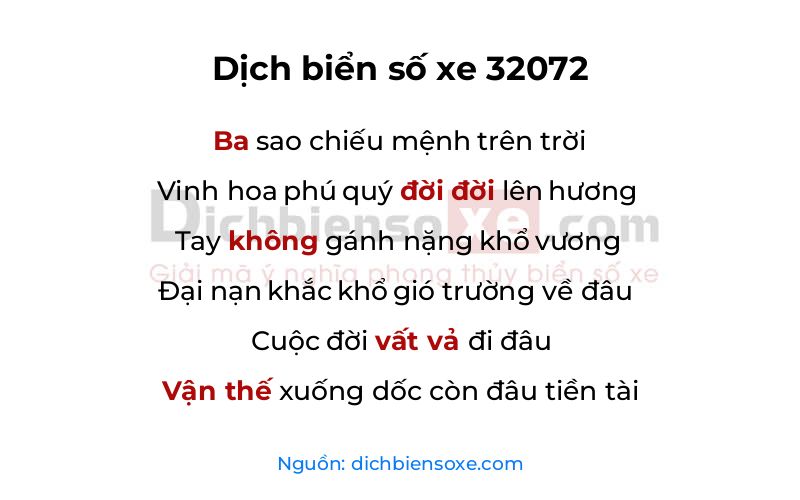 Dịch thơ biển số 32072