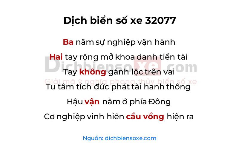 Dịch thơ biển số 32077
