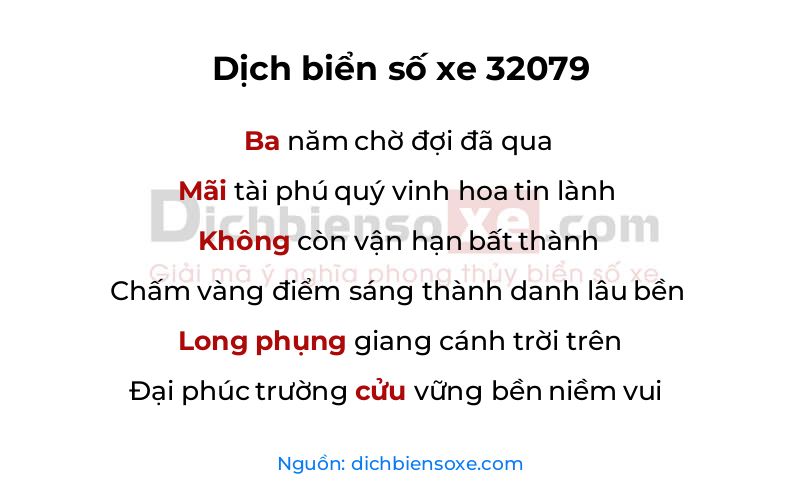 Dịch thơ biển số 32079