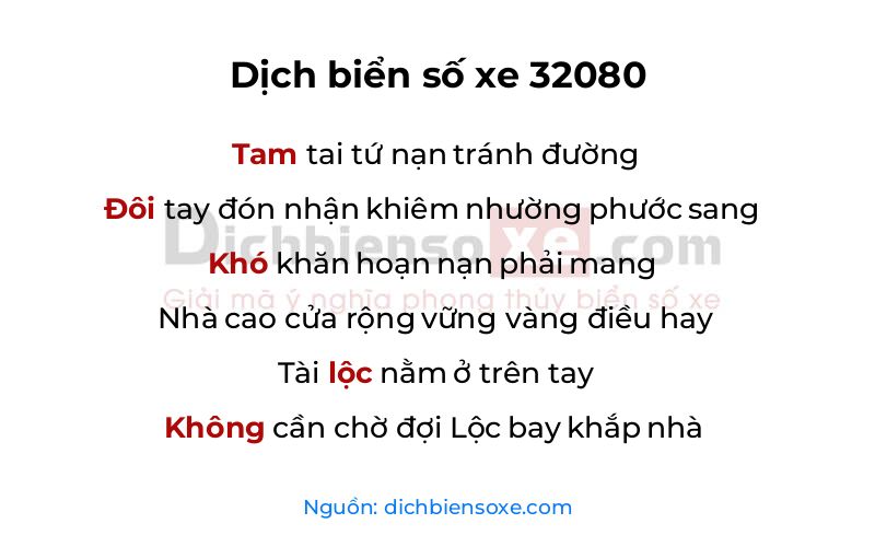 Dịch thơ biển số 32080