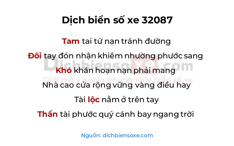Dịch thơ biển số 32087