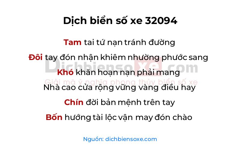 Dịch thơ biển số 32094