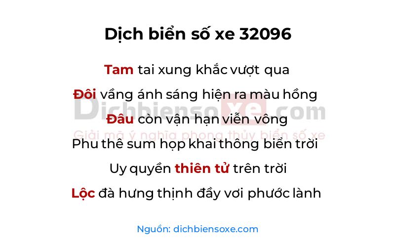Dịch thơ biển số 32096