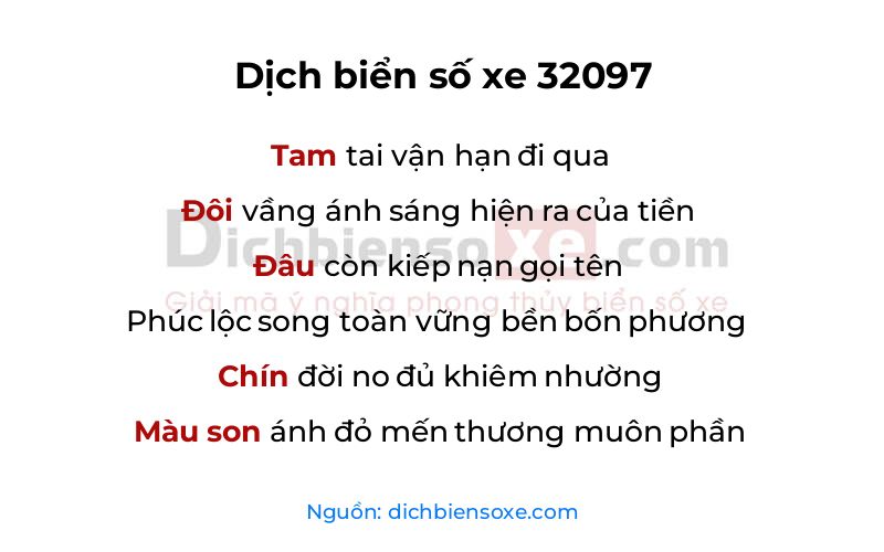 Dịch thơ biển số 32097