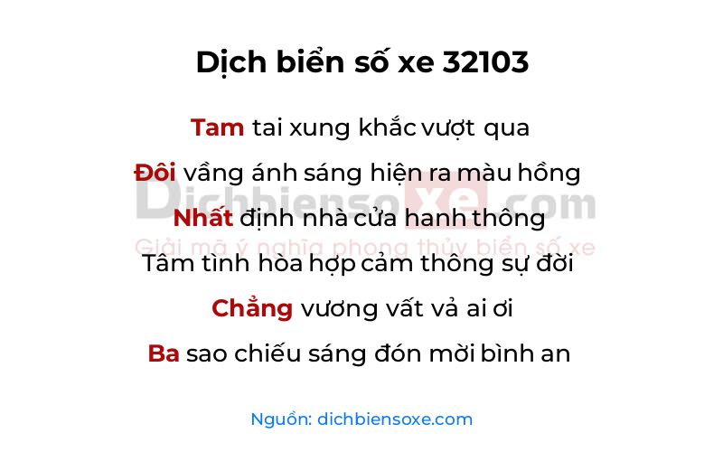 Dịch thơ biển số 32103