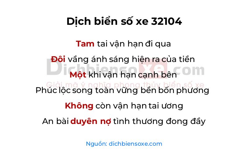 Dịch thơ biển số 32104