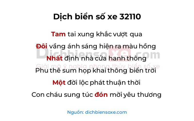 Dịch thơ biển số 32110