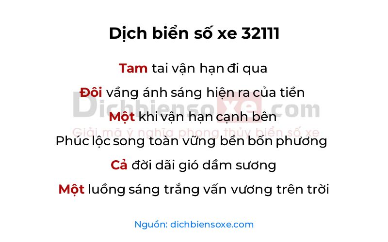 Dịch thơ biển số 32111