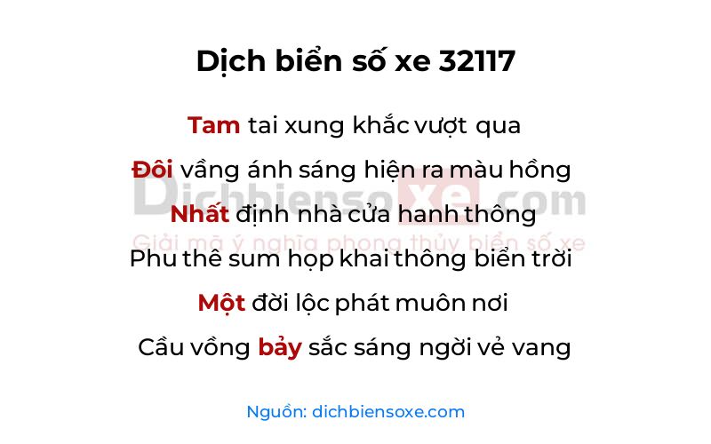 Dịch thơ biển số 32117