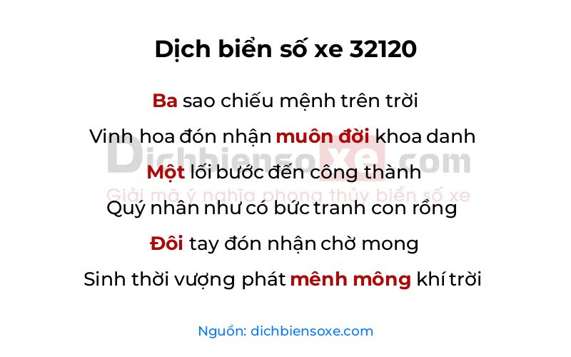Dịch thơ biển số 32120