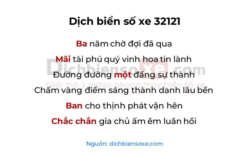 Dịch thơ biển số 32121