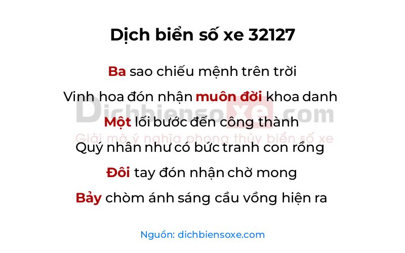 Dịch thơ biển số 32127