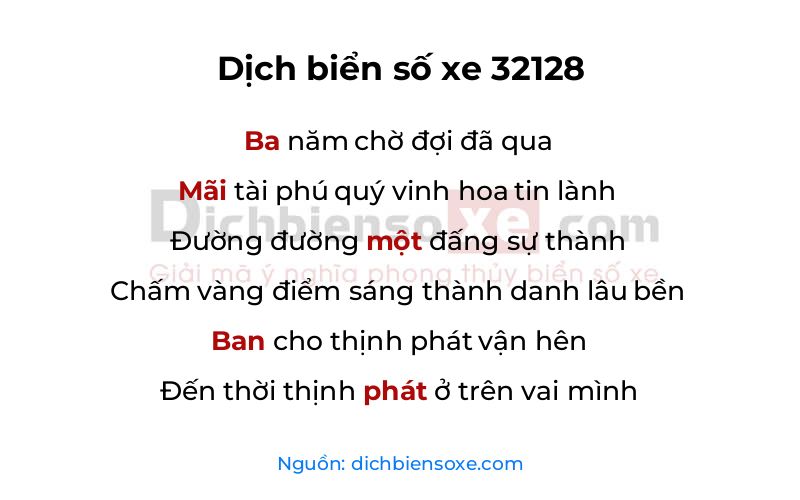 Dịch thơ biển số 32128