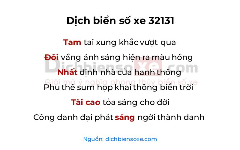 Dịch thơ biển số 32131