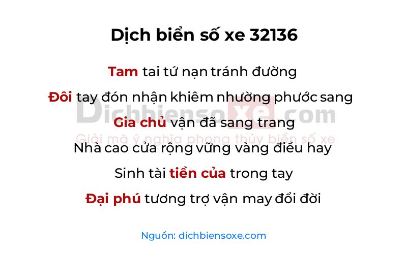 Dịch thơ biển số 32136