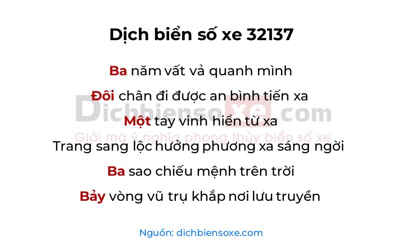 Dịch thơ biển số 32137