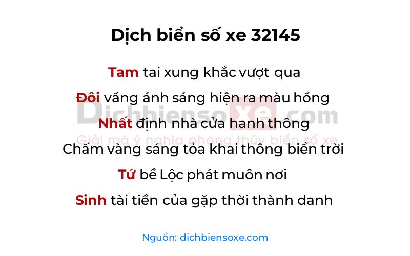 Dịch thơ biển số 32145