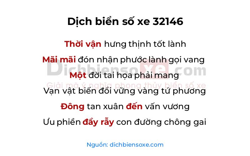 Dịch thơ biển số 32146