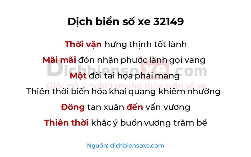 Dịch thơ biển số 32149