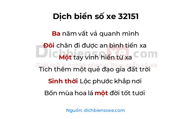 Dịch thơ biển số 32151
