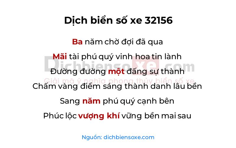 Dịch thơ biển số 32156