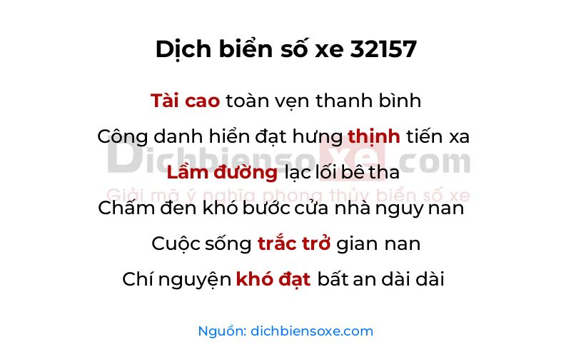 Dịch thơ biển số 32157