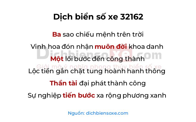 Dịch thơ biển số 32162