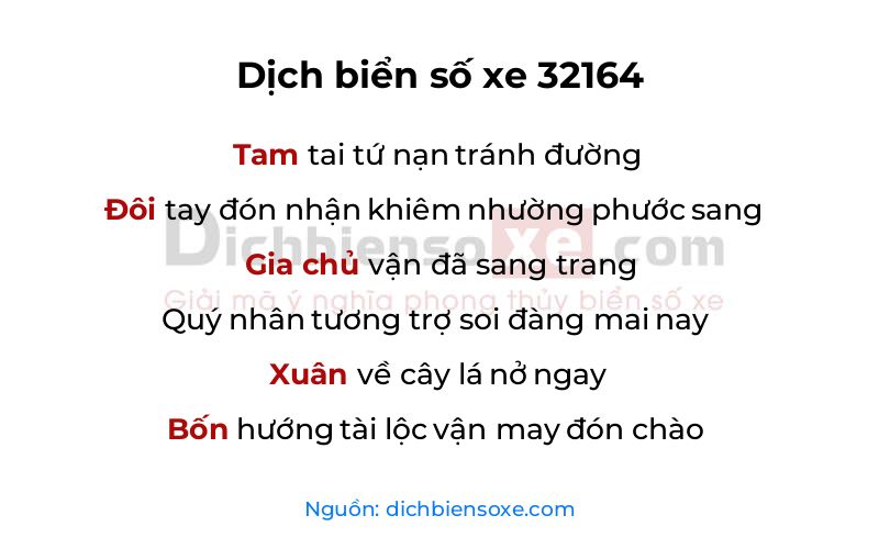 Dịch thơ biển số 32164