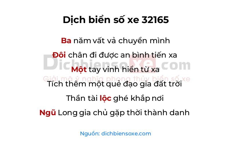 Dịch thơ biển số 32165