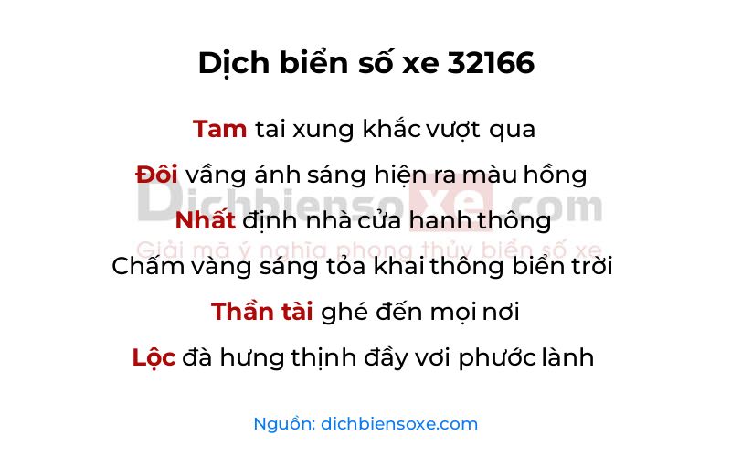 Dịch thơ biển số 32166