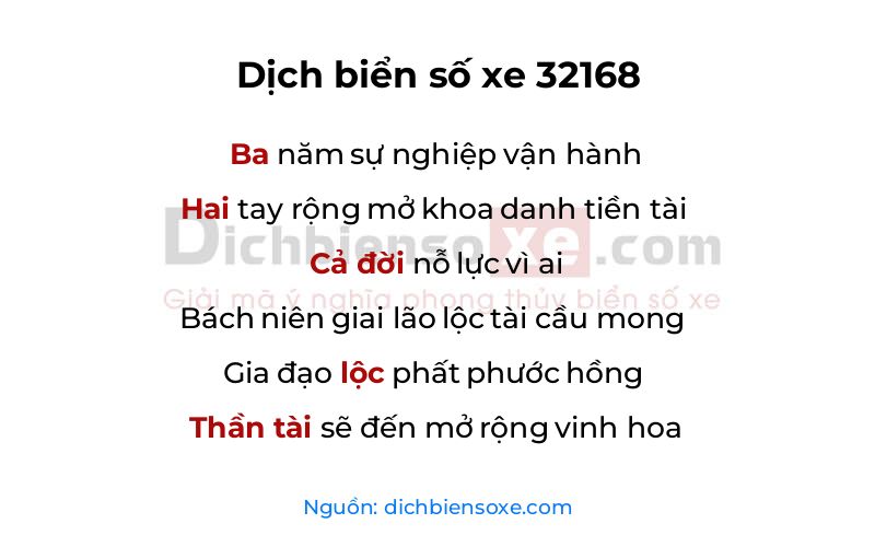 Dịch thơ biển số 32168