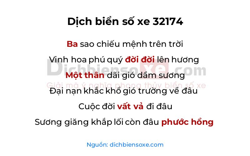 Dịch thơ biển số 32174