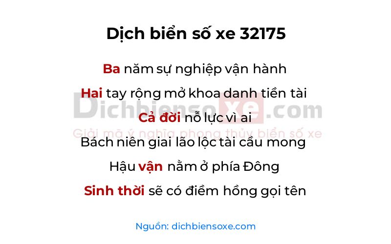 Dịch thơ biển số 32175