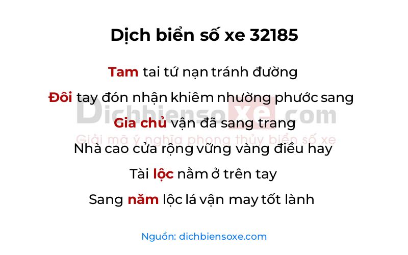 Dịch thơ biển số 32185