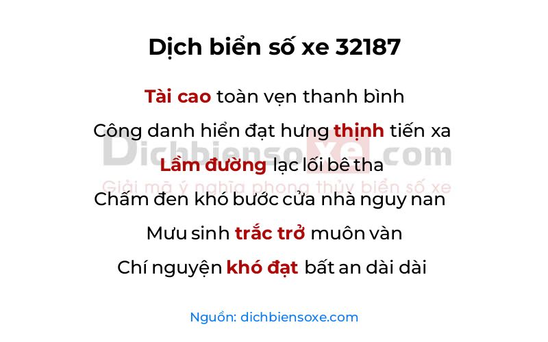 Dịch thơ biển số 32187