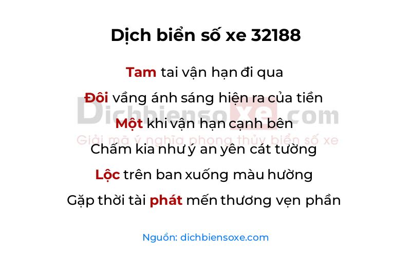 Dịch thơ biển số 32188