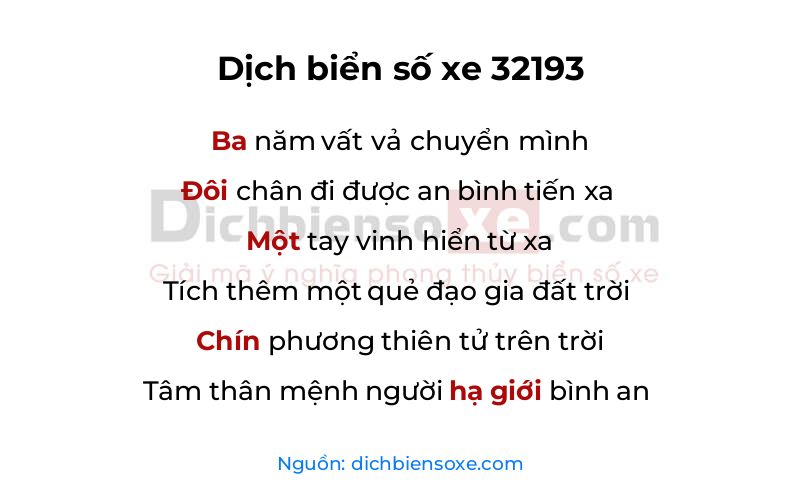 Dịch thơ biển số 32193