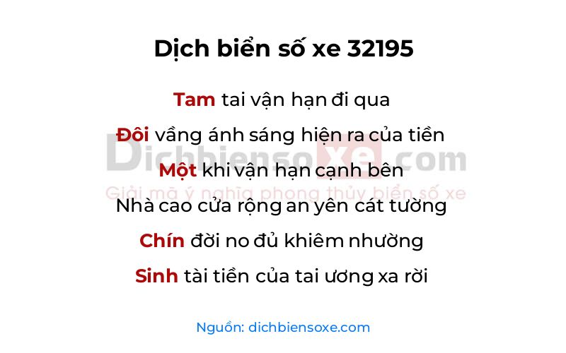 Dịch thơ biển số 32195