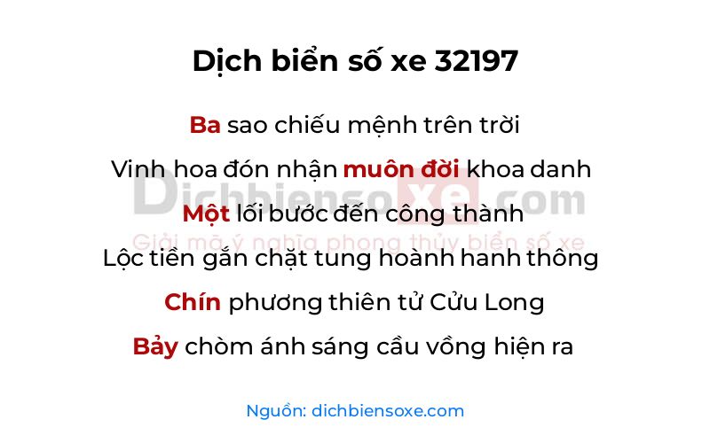 Dịch thơ biển số 32197