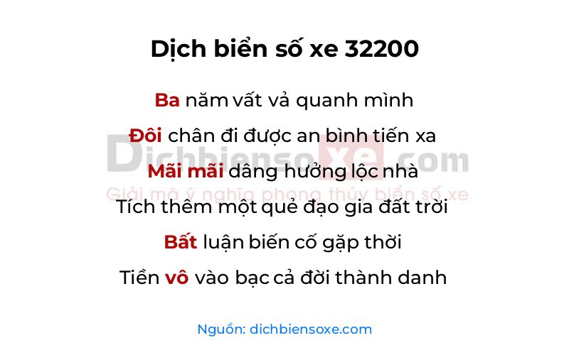 Dịch thơ biển số 32200