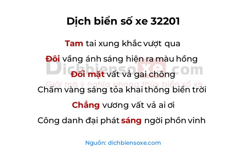 Dịch thơ biển số 32201